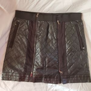 BCBG black faux leather mini skirt